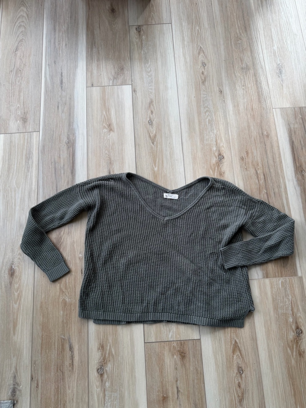 V-Neck Knit Sweater in Gray